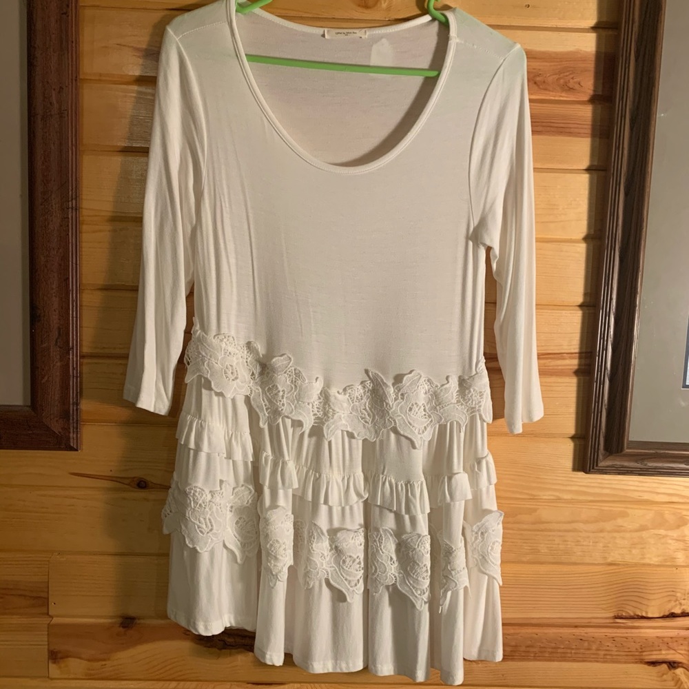 Pure White tunic with eyelet trim